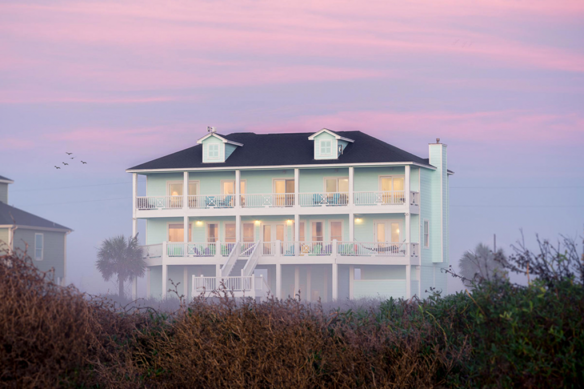 Home View from Beach at Dusk